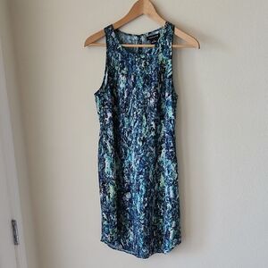 Trouve Abstract Blue and Green Mini Dress Sleeveless Marine Coastal Vibes Sz M